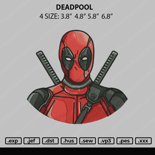 Deadpool Embroidery File 4 size