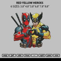 Red Yellow Heroes Embroidery File 6 sizes