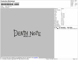 Death Note Text Embroidery File 4 size