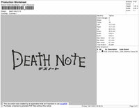 Death Note Text Embroidery File 4 size