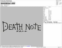 Death Note Text Embroidery File 4 size