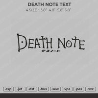 Death Note Text Embroidery File 4 size