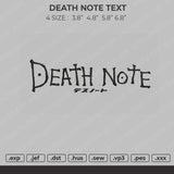 Death Note Text Embroidery File 4 size