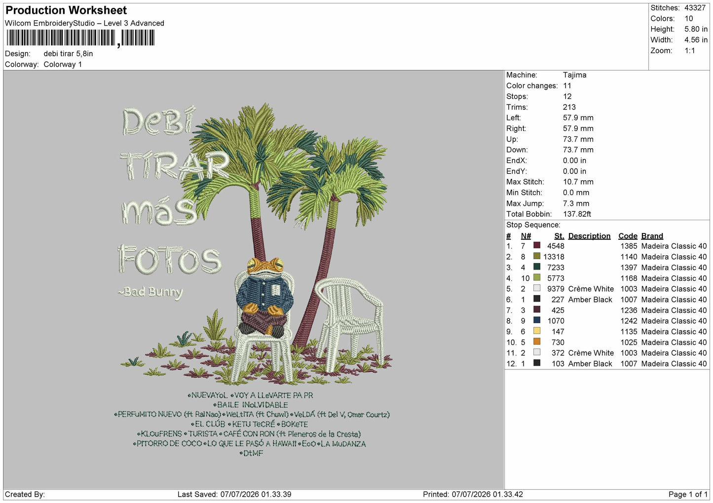 Debitext Embroidery Machine Design File 6 sizes