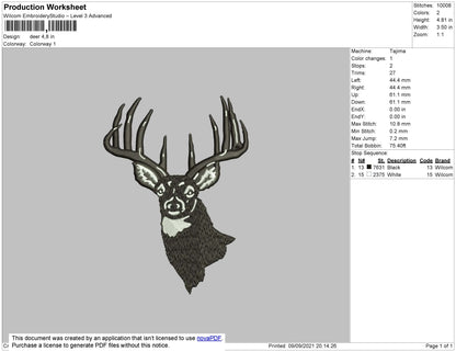 Deer Embroidery File 4 size
