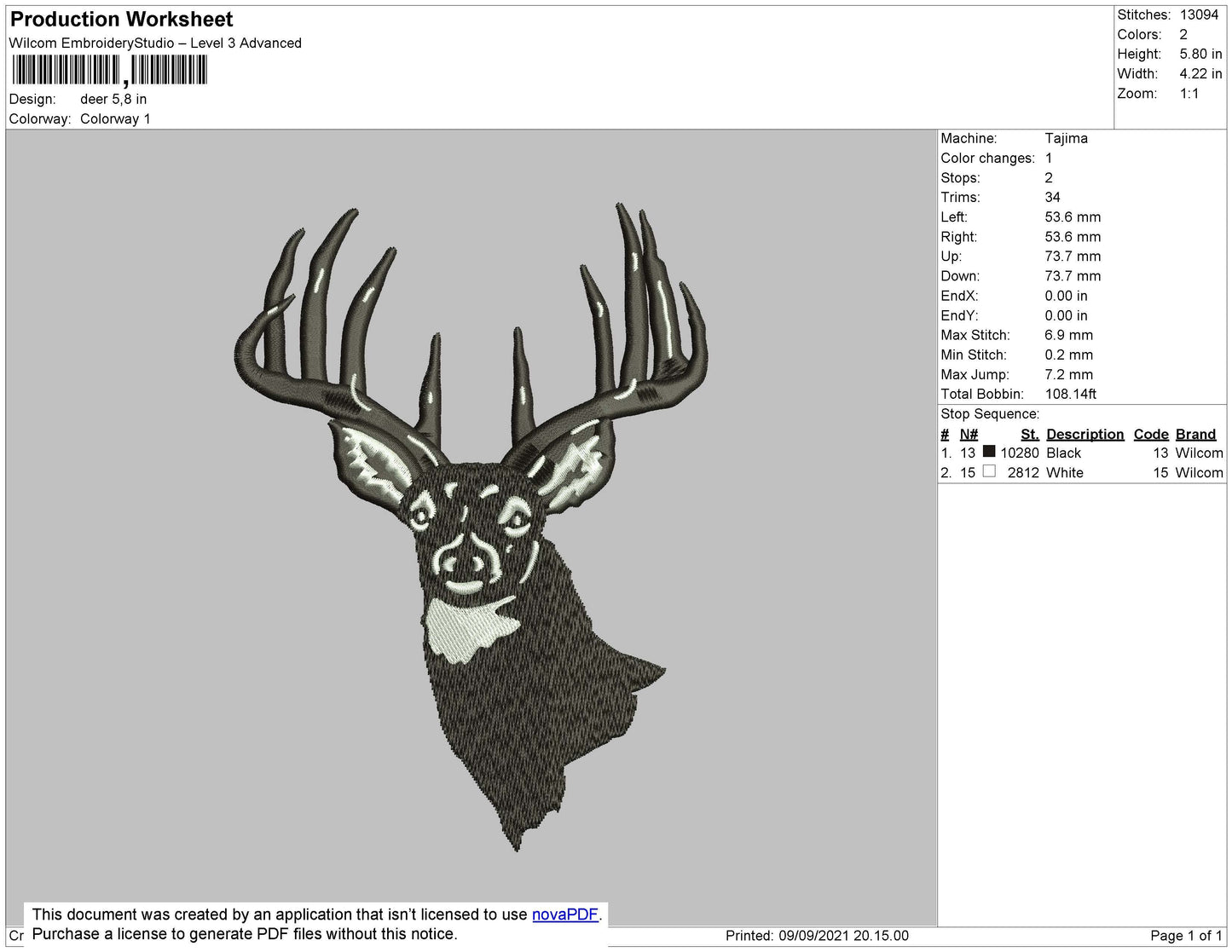 Deer Embroidery File 4 size