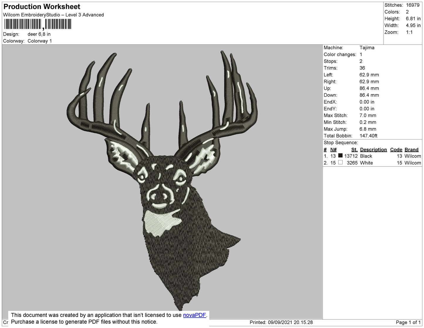 Deer Embroidery File 4 size