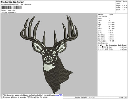 Deer Embroidery File 4 size