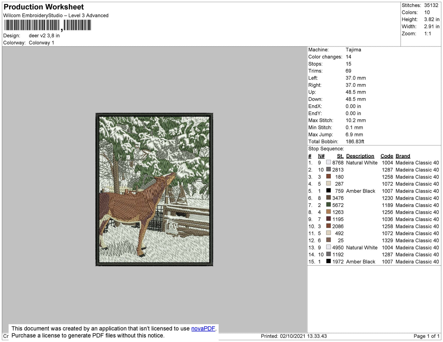 Deer Embroidery File 4 size