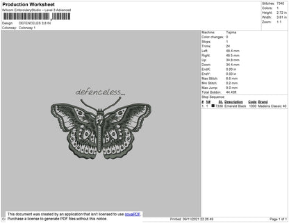 Defenceles Embroidery File 4 size