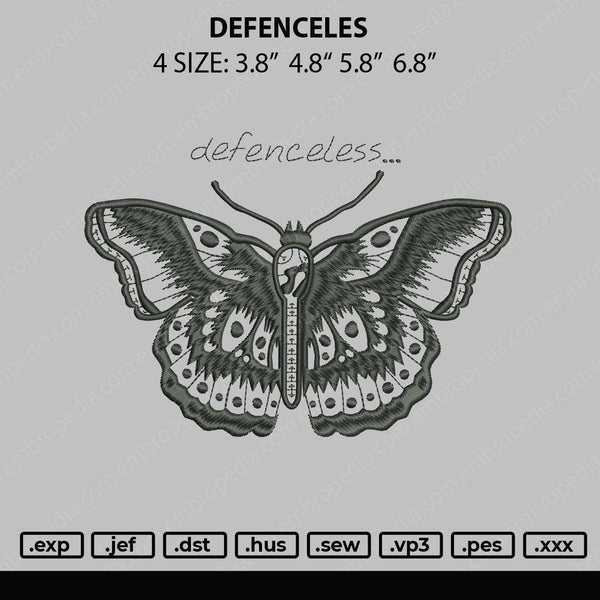 Defenceles Embroidery File 4 size