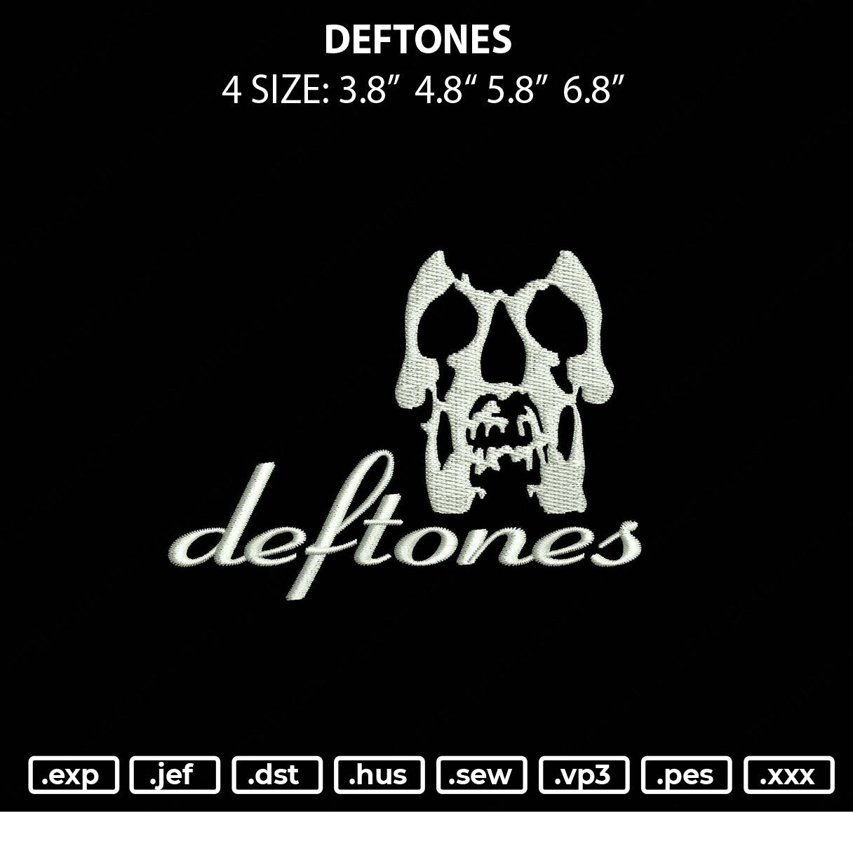 Deftones Embroidery File 4 size