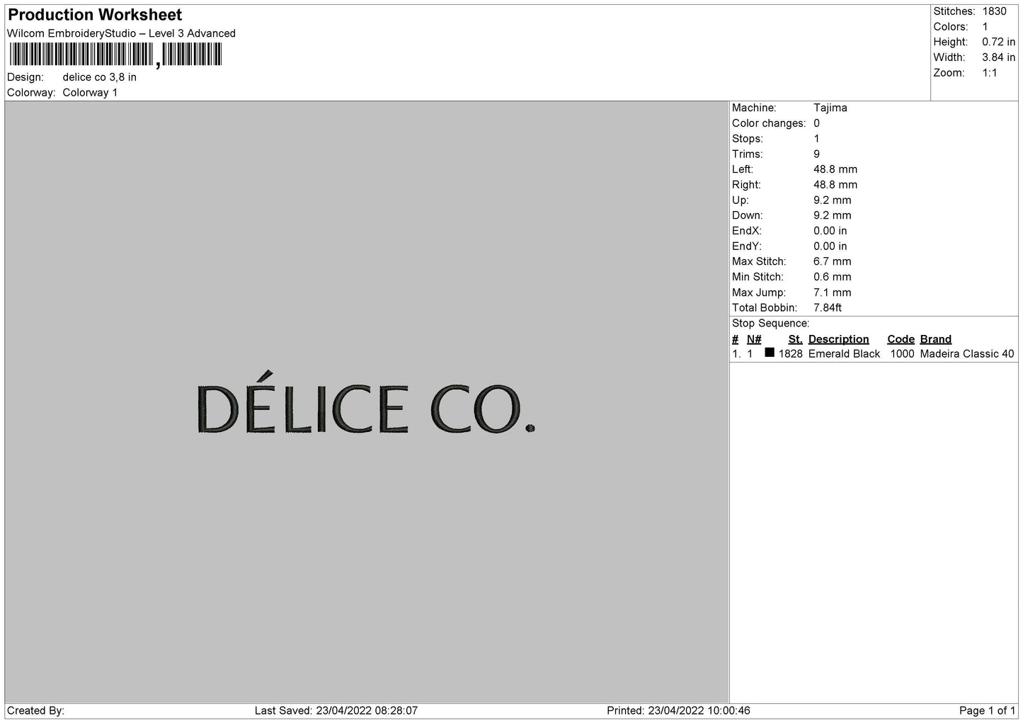 Delice CO Embroidery File 4 size
