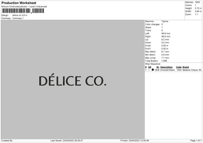Delice CO Embroidery File 4 size