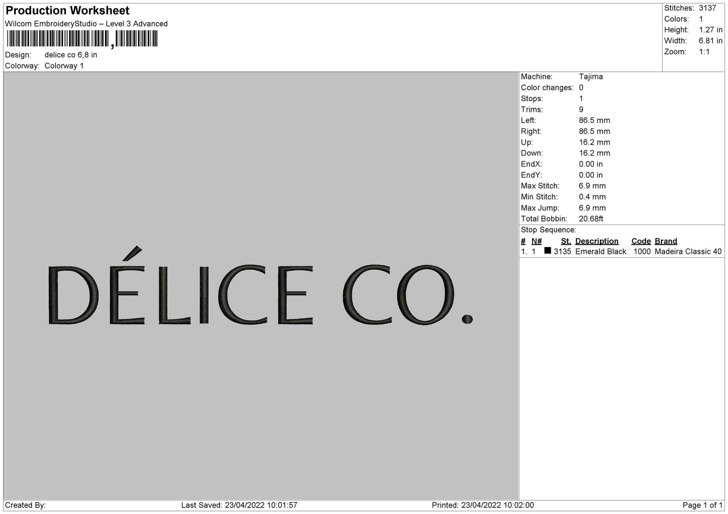 Delice CO Embroidery File 4 size