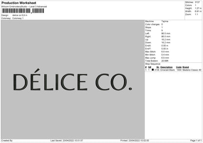 Delice CO Embroidery File 4 size