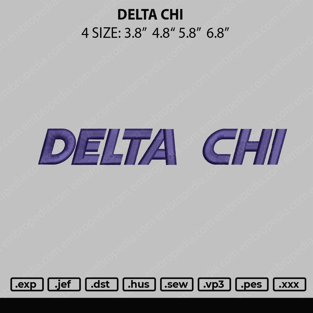 Delta Chi Embroidery File 4 size