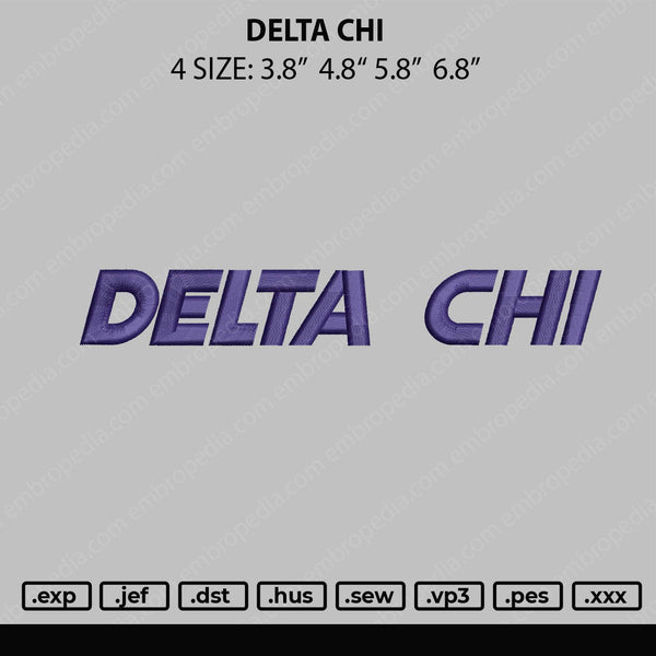 Delta Chi Embroidery File 4 size