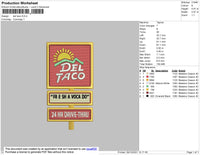 Del Taco Embroidery File 4 size