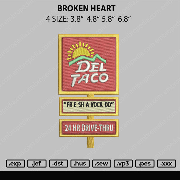 Del Taco Embroidery File 4 size