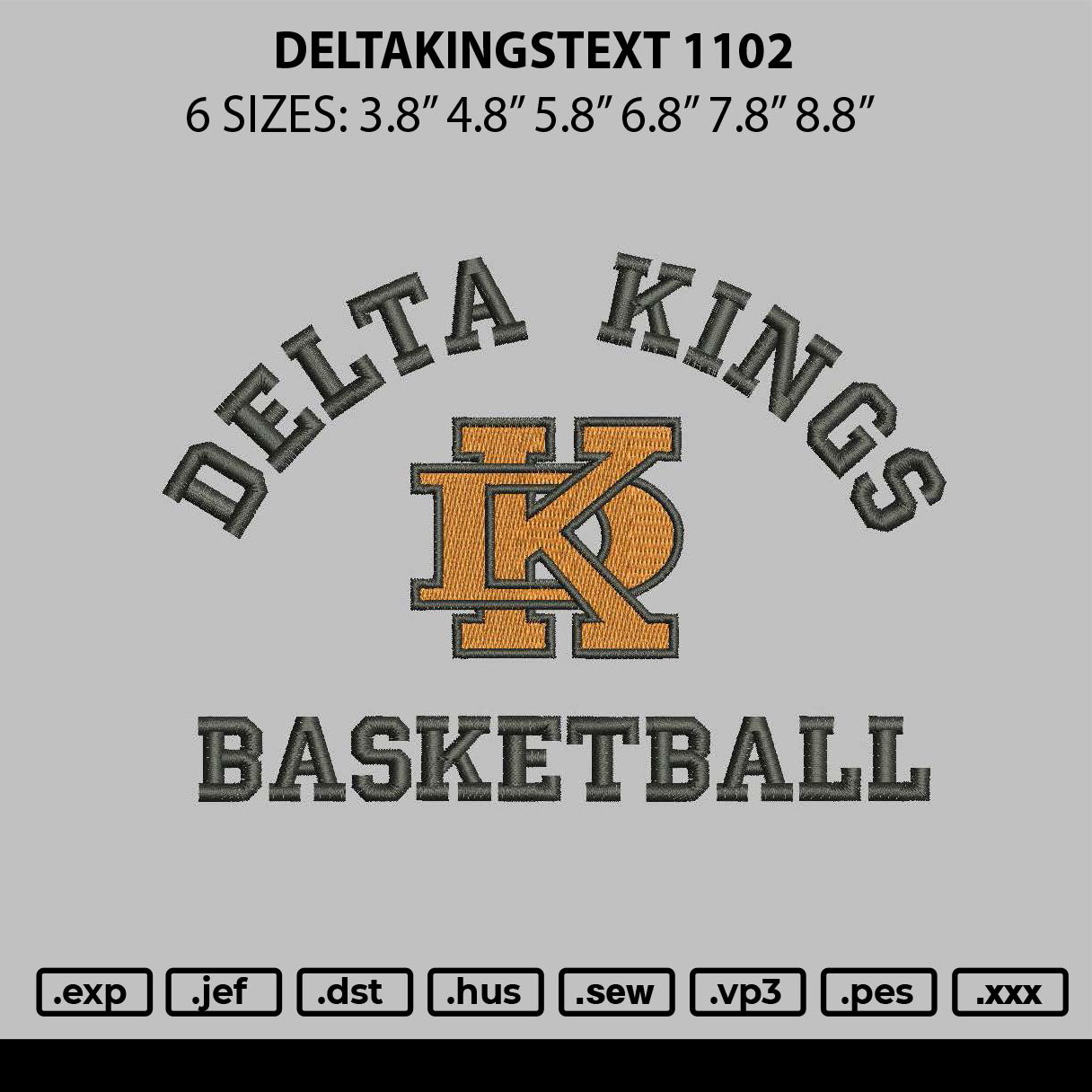 Deltakingstext 1102 Embroidery File 6 sizes