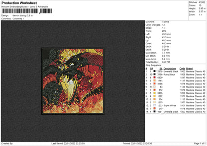 Demon Balrog Embroidery File 4 Size