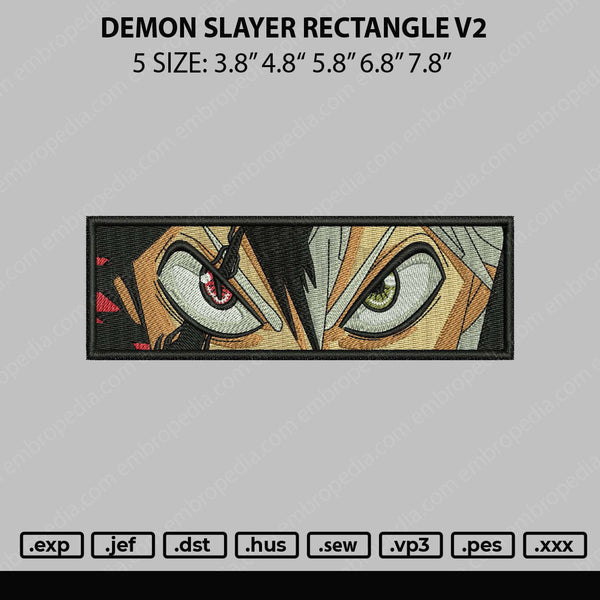 Demon Slayer Rectangle V2 Embroidery File 5 sizes