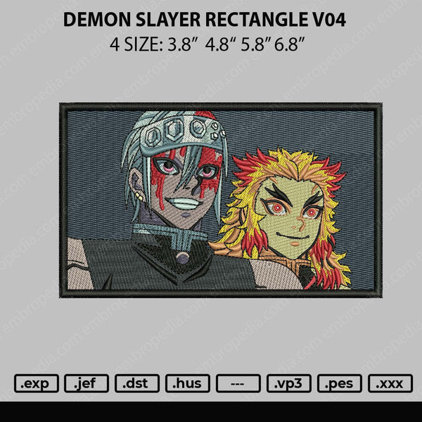 Demon Slayer Rectangle V04 Embroidery File 4 size