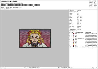 Demon Slayer Rectangle V5 Embroidery File 4 size