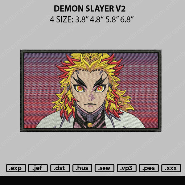 Demon Slayer Rectangle V5 Embroidery File 4 size