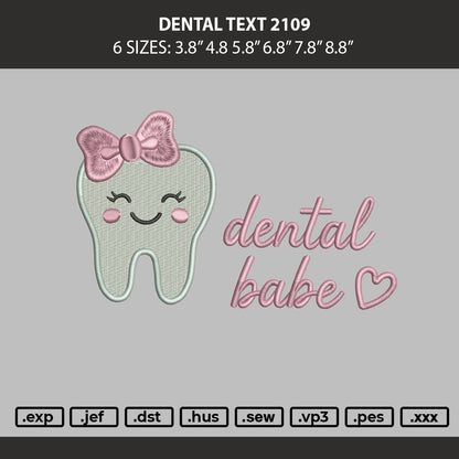Dental Text Embroidery Machine Design File 6 sizes