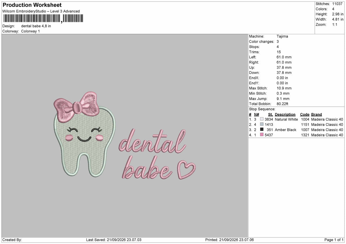 Dental Text Embroidery Machine Design File 6 sizes
