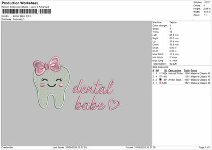 Dental Text Embroidery Machine Design File 6 sizes