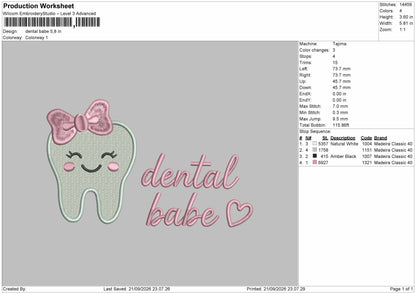 Dental Text Embroidery Machine Design File 6 sizes
