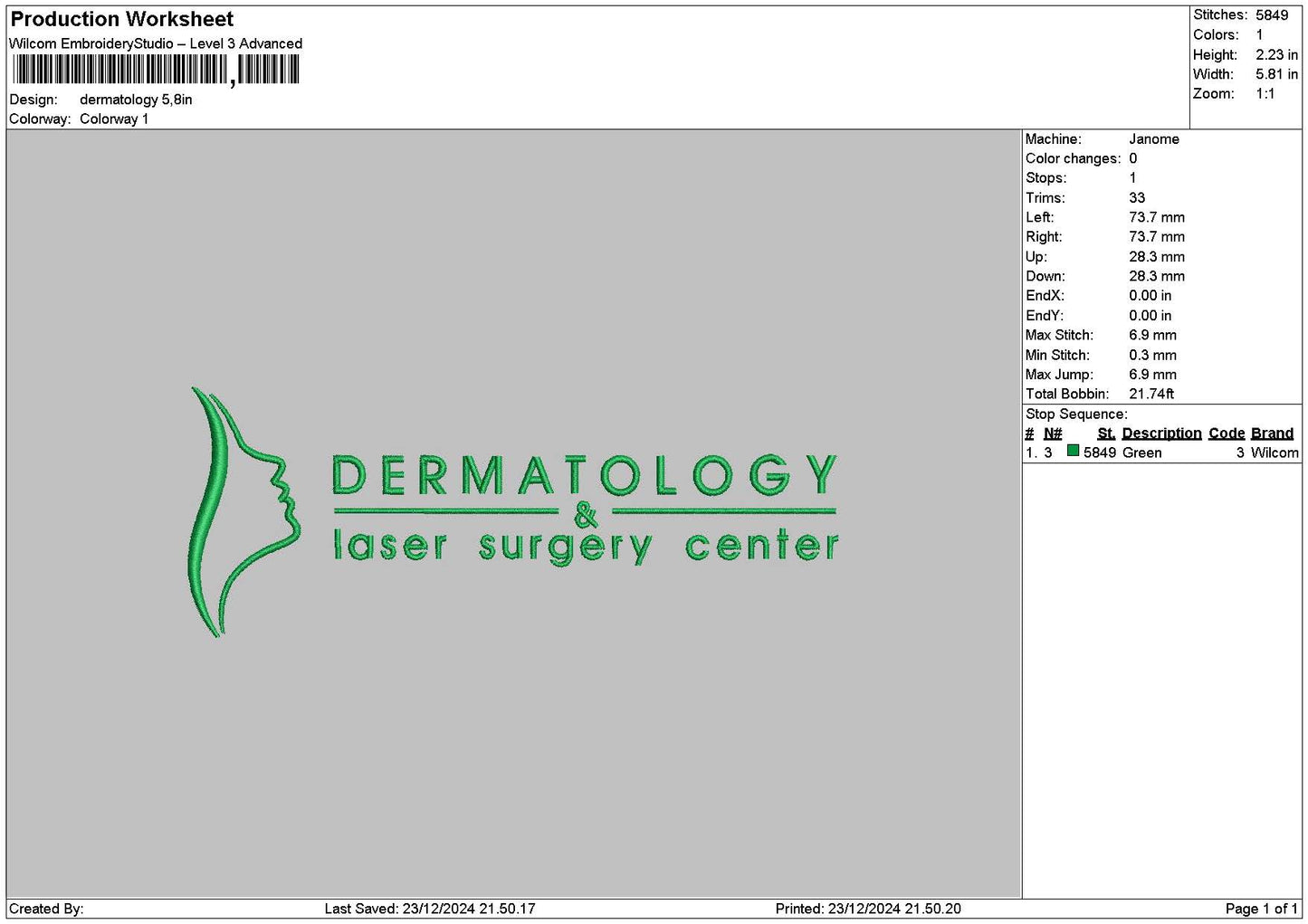 Dermatext 02 Embroidery File 6 sizes