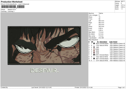 Despair Embroidery File 4 size