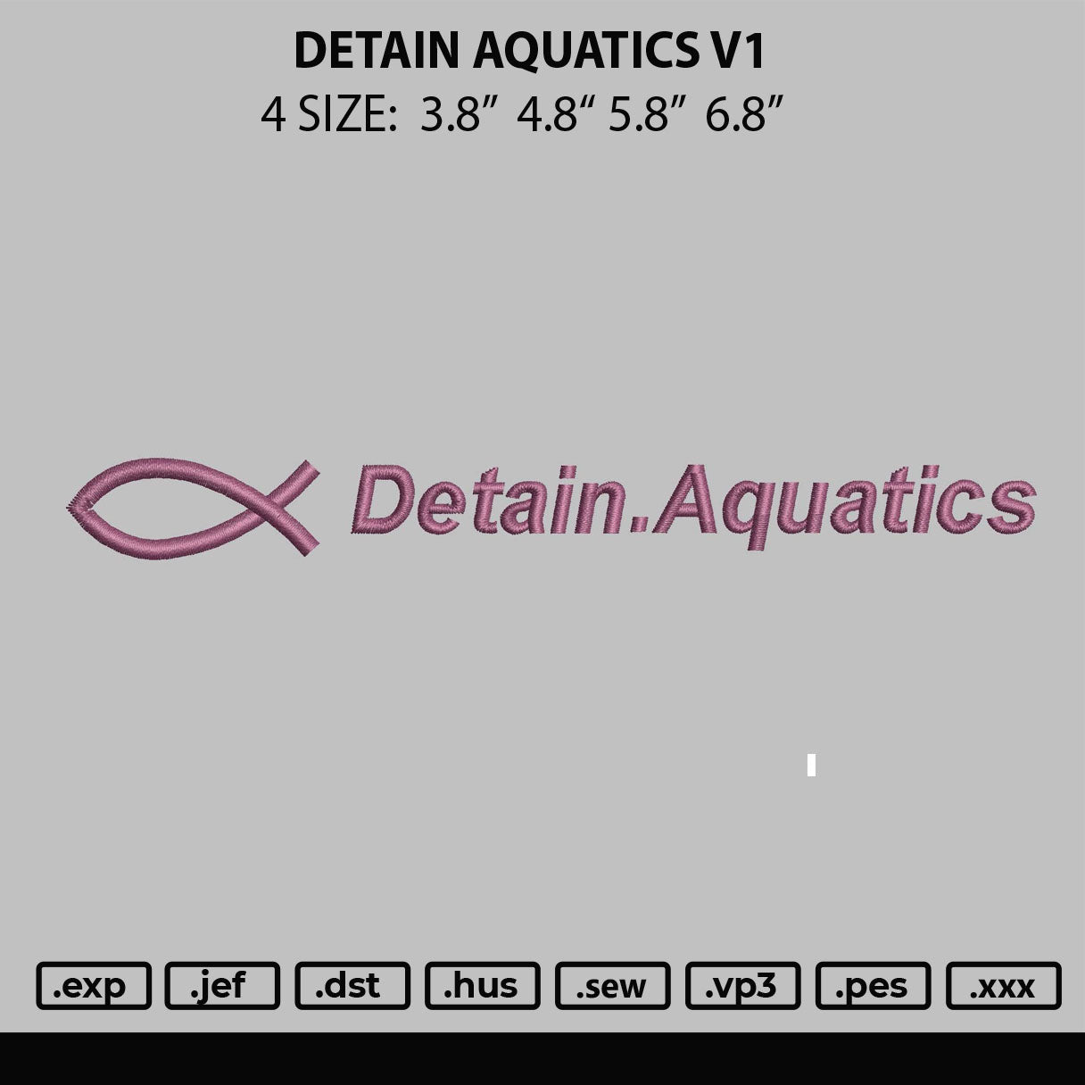 Detain Aquatics V1 Embroidery File 4 size