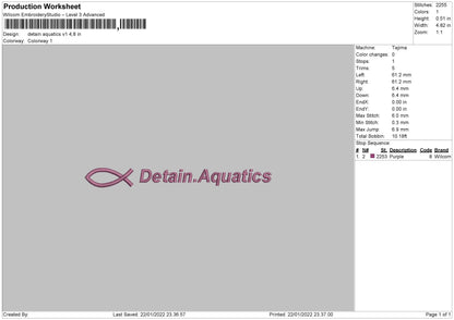 Detain Aquatics V1 Embroidery File 4 size