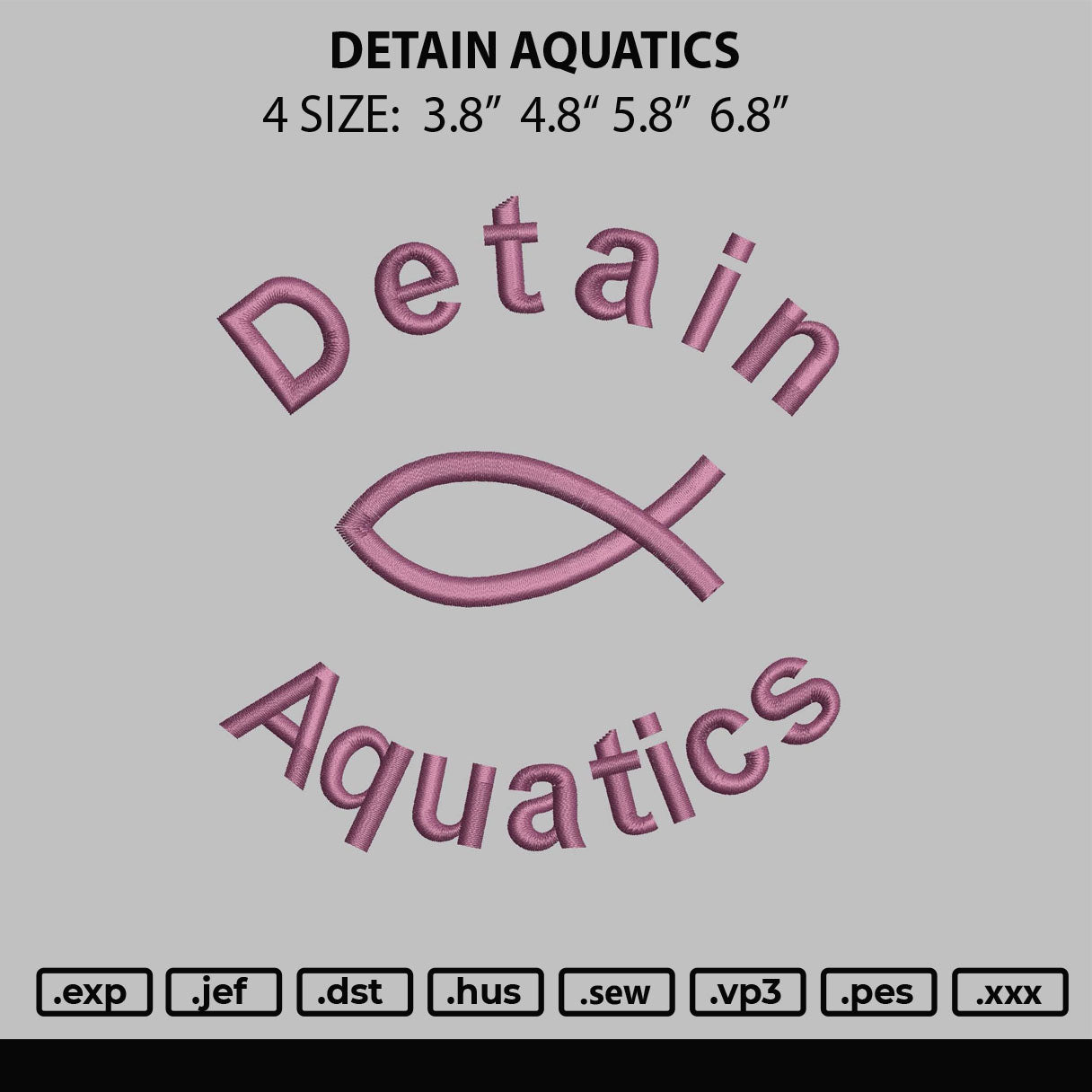 Detain Aquatics Embroidery File 4 size