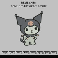 Devil Chibi Embroidery File 6 sizes