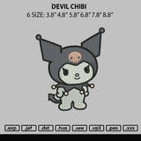 Devil Chibi Embroidery File 6 sizes