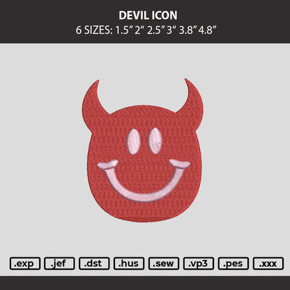 Devil Icon Embroidery Machine Design File 6 sizes