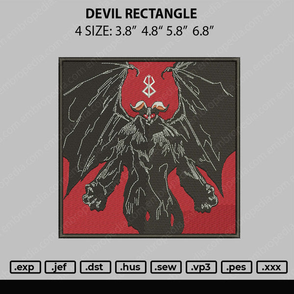 Devil Rectangle Embroidery File 4 size