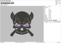 Devil Skull Embroidery File 6 sizes