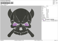 Devil Skull Embroidery File 6 sizes