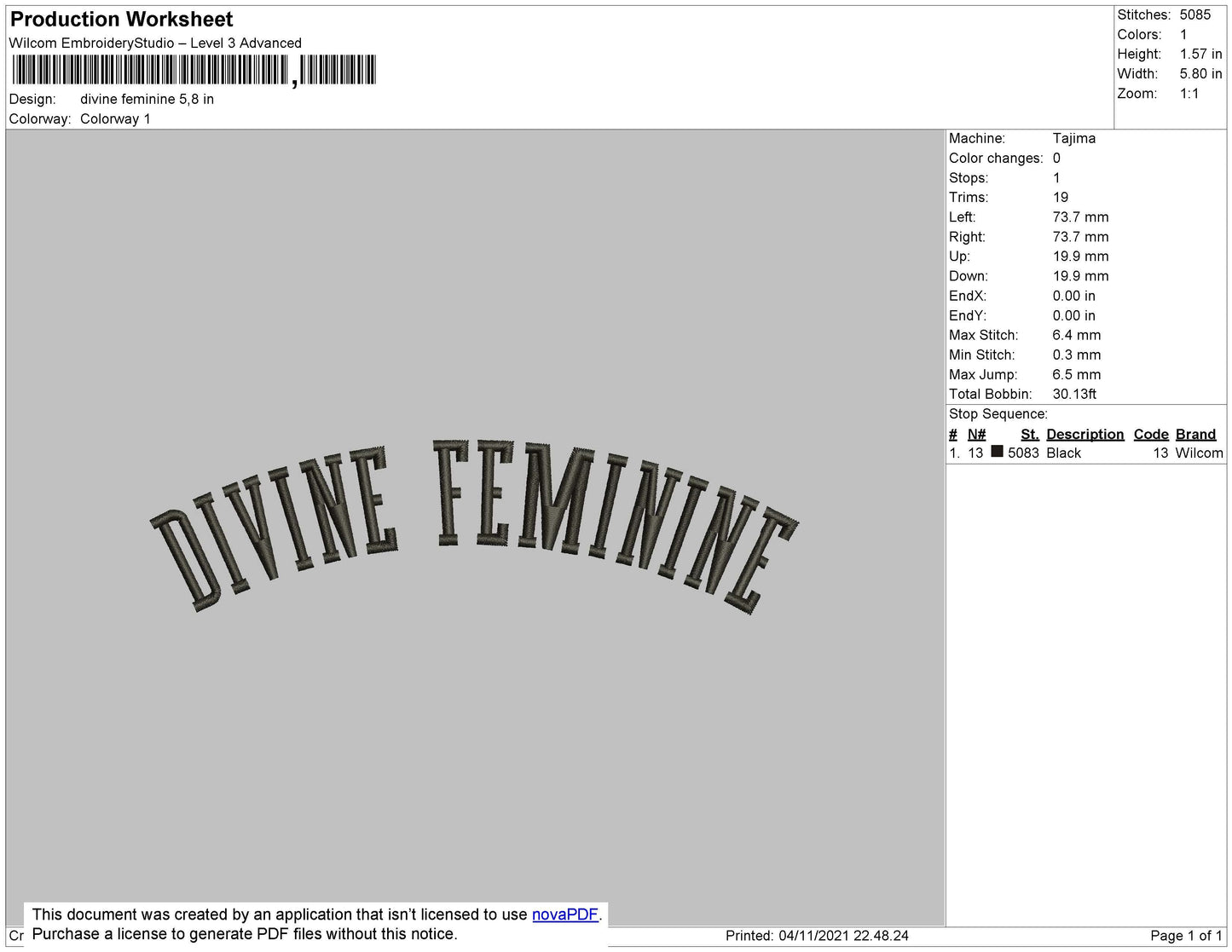 Devine Feminine Embroidery File 4 size