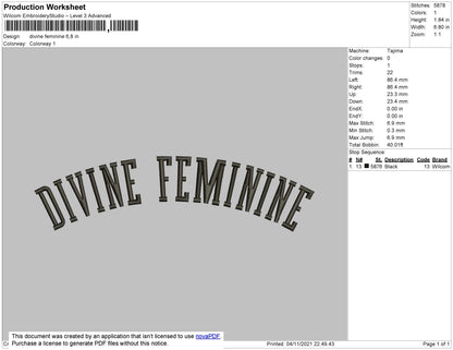Devine Feminine Embroidery File 4 size