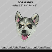 Dog Head V5 Embroidery File 4 size