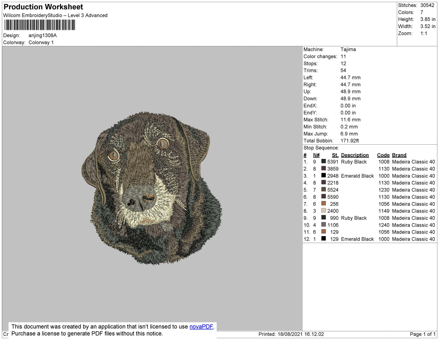 Dog Head V10 Embroidery File 4 size
