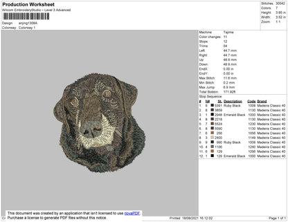 Dog Head V10 Embroidery File 4 size